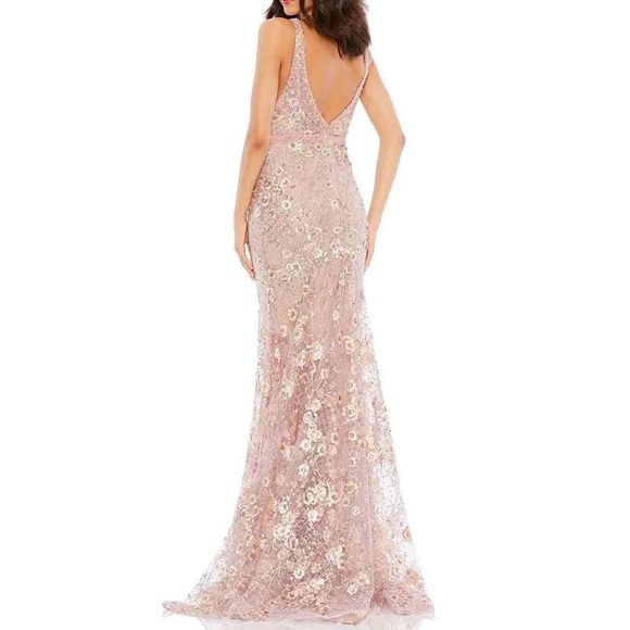 NWT Mac Duggal Sz 6 Floral Lace Embellished Rose Pink Gown 67481 ($698) - Picture 2 of 5